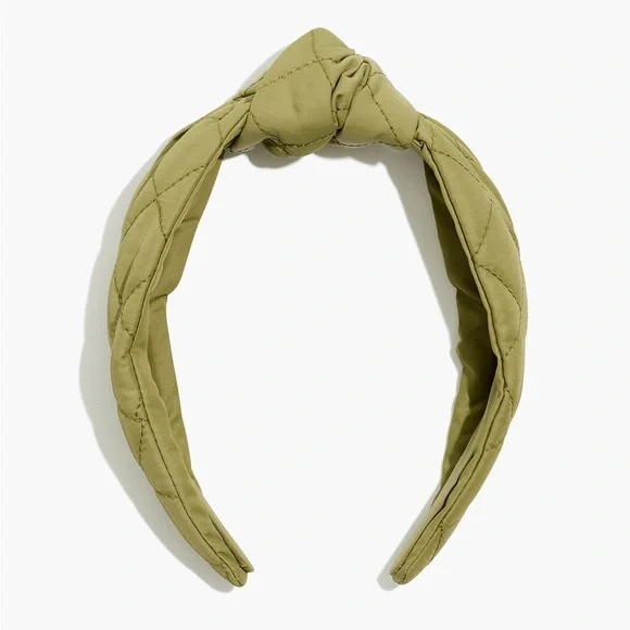 Madewell Headband Vintage Moss Green Knotted Quilted Hard Headband Minimalist Madewell Headband Vintage Moss Green Knotted Quilted Hard  main image 4
